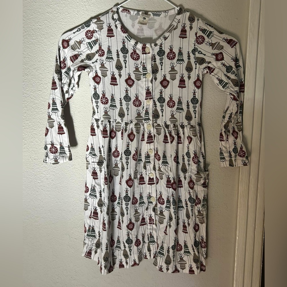 Kate Quinn vintage ornaments long sleeve bamboo viscose dress 4T